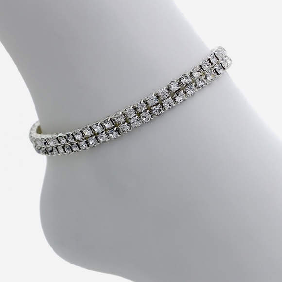 Anklet 2-Layer Crystal Stretch - Picture 5 of 7